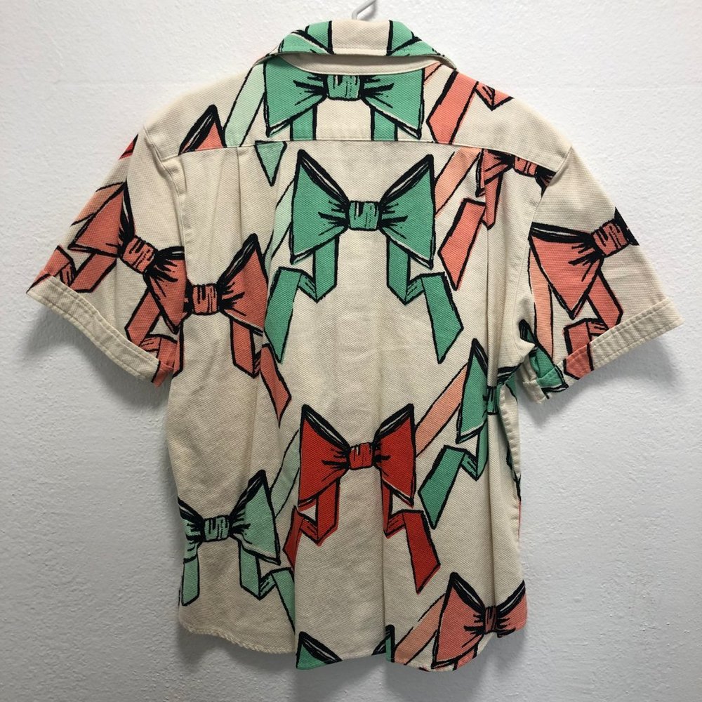 Men's Seaplane Bowtie Pattern Button Up Shirt - Picture 2 of 4